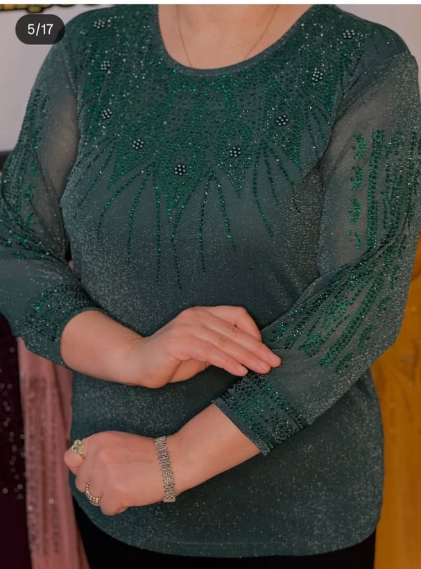 بلوز مجلسی زنانه جنس لمه اکلیلی کشی