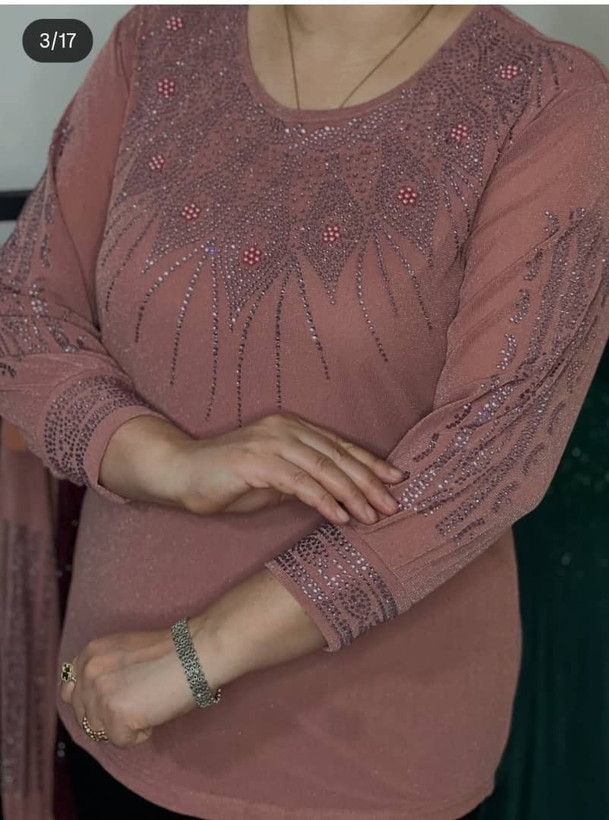 بلوز مجلسی زنانه جنس لمه اکلیلی کشی