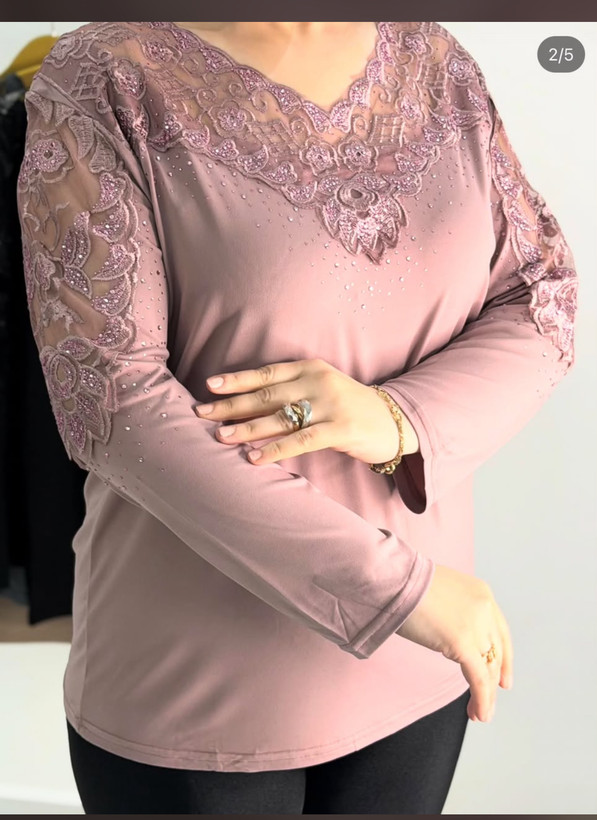 بلوز مجلسی گیپور کارشده زنانه جنس ریون وارداتی